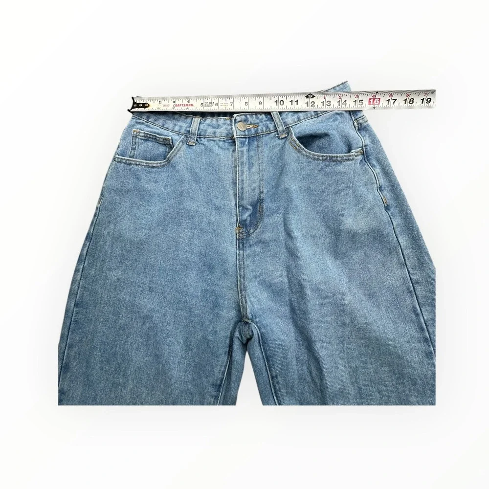SHEIN Jeans Womens L Light Blue Wide Leg‎ High Waisted Flared Denim Pants - Picture 8 of 12